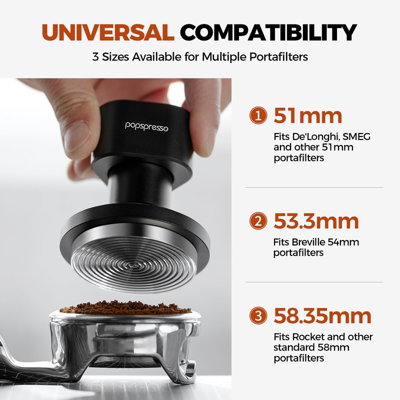 Popspresso 53.3mm Espresso Tamper, Impact Design Coffee Tamper with Sound