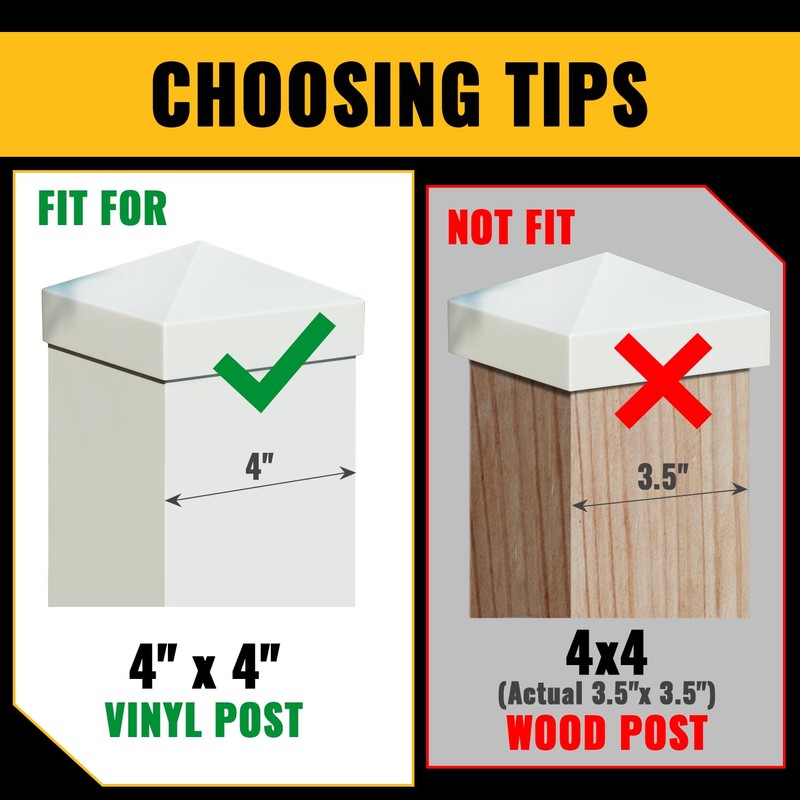 VIVIDA 4" x 4" Fence Post Caps, Pyramid PVC Vinyl