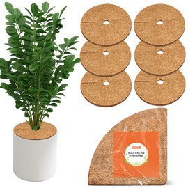 MUGVELL 24-Inch Coconut Fiber Mulch Ring Tree Protector Mats, 6 Pcs Coco Coir Tree Guards, Plant Disc Cover for Indoor & Outdoor Gardening, Landscaping & Pot Soil Protection
