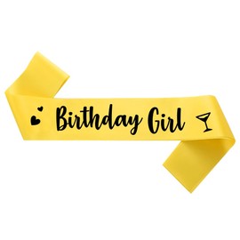 Generic Birthday Girl Sash, Birthday Sash for Girls, Birthday Girl Sash for Women, Birthday Gifts for Women, Yellow and Black Birthday Party Decorations and Supplies