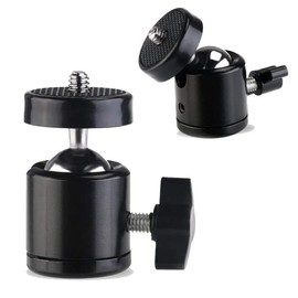 Walway Aluminum Alloy 360 Degree Hot Shoe Mount Adapter 1/4'' Mini Ball Head Screw Tripod Mount for Cameras, Camcorders, Smart Phone, Gopro, LED Video Light, Microphone (W-ZJ0043)