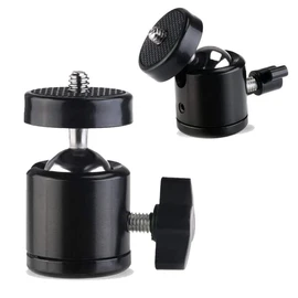 Walway Aluminum Alloy 360 Degree Hot Shoe Mount Adapter 1/4'' Mini Ball Head Screw Tripod Mount for Cameras, Camcorders, Smart Phone, Gopro, LED Video Light, Microphone (W-ZJ0043)