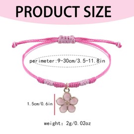 SULIUDAJI Pack of 3 Girls' Friendship Bracelets, Adjustable Braided Bracelet, Flowers, Love, Butterfly Bracelet for Girls, Gifts and Children, Party Bags, Children's Birthday Party, Pink