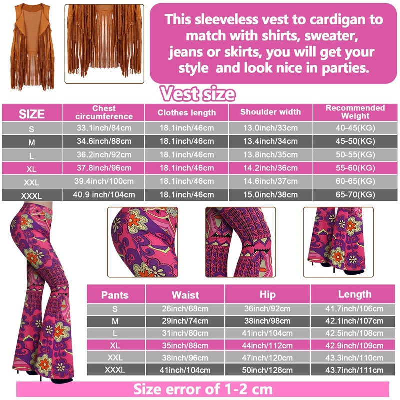 Haull 7 Pcs 60s 70s Disco Hippie Outfits for Women