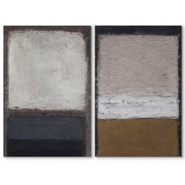 SIGNWIN Canvas Print Wall Art Set Gray Brown Pastel Geometric Color Blocks Abstract Shapes Illustrations Art Contemporary Decorative for Living Room, Bedroom, Office - 16"x24" x 2