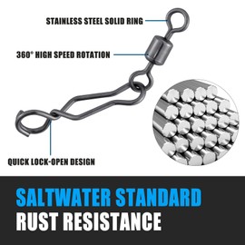 Dr.Fish 20 Pack Fishing Speed Clips with Barrel Swivel, Stainless Steel Lure Quick Clips Topwater Snap Swivels Freshwater #2 95LB