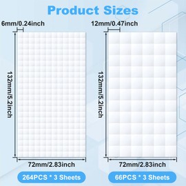 Joez Wonderful 6 Sheets Foam Adhesive Squares, 990pcs Total Double Sided Self Adhesive Dots, Precut Squares Strips Foam Tape for DIY Arts & Crafts, 2 Sizes (0.47in/12mm, 0.24in/6mm)