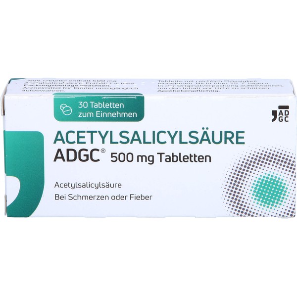 Nicht vorhanden Acetylsalicyl Adgc 500mg, 30 St TAB