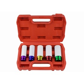 5-Pieces 1/2 Inch Lug Nut Socket Set, Drive Wheel Protector Socket, Deep Non-marring Impact Socket Set for Tire Protection (15mm 17mm 19mm 21mm 22mm)