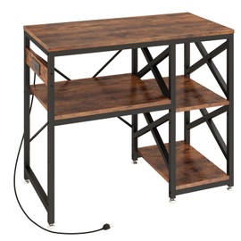 40-50 Gallon Fish Tank Stand with Power Outlet,Adjustable 3-Tier Aquarium Stand,660lbs Heavy Duty Terrarium Stand,Breeder Reptile Tank Stand Suitable for Home Office,36.6”×18.9” ×30.5”,Rustic Brown