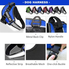 Bcadem Service Dog Vest, 9 Dog Patches No Pull Dog Harness and Leash Set with Handle,Easy On and Off Pet Vest Harness with Night Safe Reflective Straps for Small Medium Large Breed Dogs