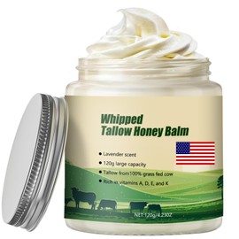 ZRCZRC Beef Tallow for Skin, Tallow and Honey Balm, 100% Grass-Fed Beef Tallow, Deep Moisturizing for Face and Body, Gentle and Non-irritating, Suitable For All Skin Types（4.23 OZ）