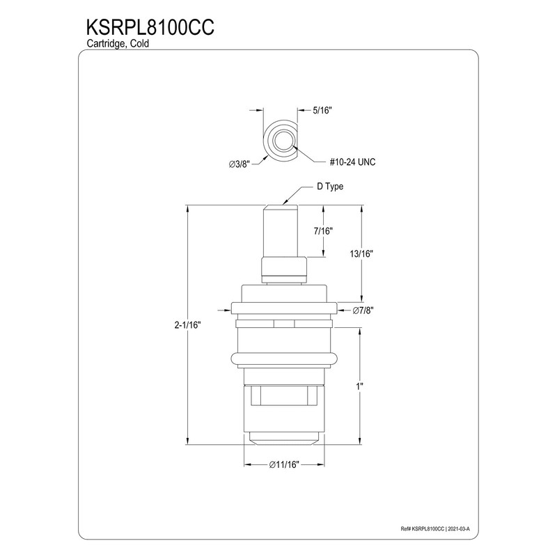 Kingston Brass KSRPL8100CC Cold Ceramic Disc Cartridge, D Type (1
