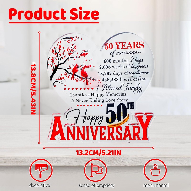 50th Wedding Anniversary Acrylic 50th Wedding Anniversary Decoration for Wife