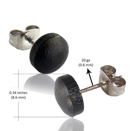 Earth Accessories Rounded Stud Earrings for Women - Earring Set with Organic Wood - Ear Rings with Surgical Steel