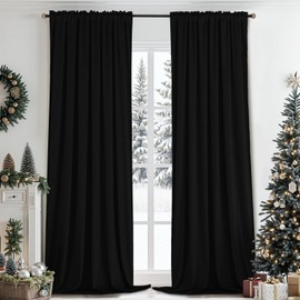 SimpleHome Black Velvet Curtains 84 Inches for Living Room,Rod Pocket Luxury Blackout Velvet Curtains Thermal Insulated 2 Panels Room Darkening Drapes,W52 x L84