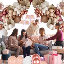 136 Premium Balloons Arch Kit - For Stunning Decoration for Birthdays, Weddings and More - Trendy Colours Choice: Dusty Pink, Bare White, Sand White, Rose Gold Metal