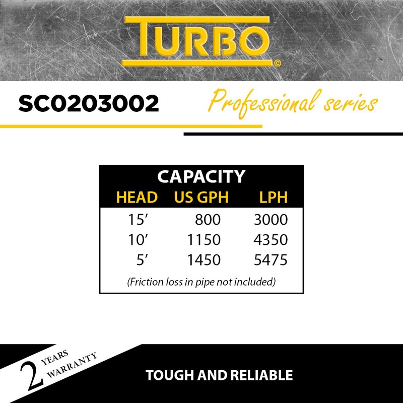 Turbo 1/3HP Submersible Utility Pump without Switch