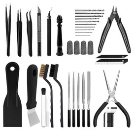 62pcs 3D Printer Tools, 3D Print Accessories Kit Includes Nozzle Cleaning Kit, Deburring Tools, Removal Tools, Needle Files, Brushes, Cutters, Craft Knife, Tweezers, Drills for 3D Prints Finishing