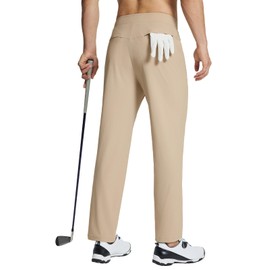 baleaf MMen's Golf Pants Stretch Quick Dry Lightweight Travel Hiking Workout Pant Zipper Pockets Khaki S