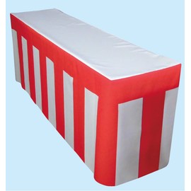 Red and White Curtain Tablecloth for Events and Lotteries, Polyester, Easy Setup, W 70.9 x D 17.7 x H 27.6 inches (180 x 45 x 70 cm)