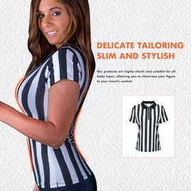 VKT - 4 camisetas de árbitro para mujer, disfraz de árbitro, para fútbol, baloncesto, silbato, banderas rojas y amarillas, Zíper, M