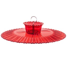 iBorn Hummingbird Feeders Sun Baffle,Ant Proof Moat Shade Cover Combo,for Hanging Bird Feeder for Outdoors Rain Guard,Red, 10.6inch