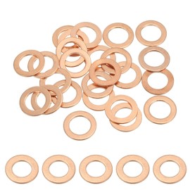 PATIKIL M10 Copper Washer Sealing Ring, 25 Pieces 10mm ID 16mm OD 1mm Thickness Metric Flat Sealing Gasket Crush Washer for Screws Bolt Sump Plugs Oil Drain