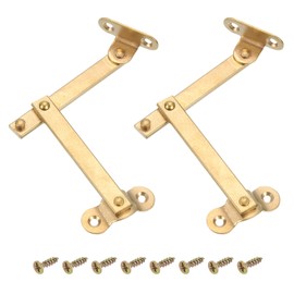 sourcing map 2 Pcs Brass Lid Folding Support Hinge, 3" x 2" Lid Stay Hinges Lid Support Hinge Display Bracket Lift Up Stay Hinge for Cabinet Wood Box Closet Wardrobe, Gold Tone