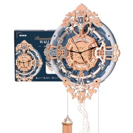 ROKR 3D Wooden Puzzles for Adults-DIY Wall Quartz Clock Kits-Wood Model Kits to Build for Teens Adults-Vintage Room Decor for Men Women