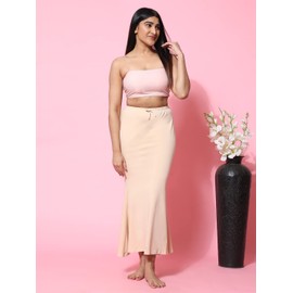 Jaanvi Fashion Women's Cotton Fishcut Saree Shapewear,Petticoat,Skirt, Comfortwear, Nude, Small