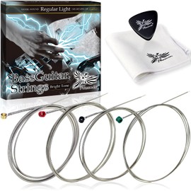 Phoenix Base String [Long Scale/4 Strings] Base Strings Sustain Pole End Color Coded BASS/Cleaning Cloth & Pick Included (Regular Light / Regular Light)