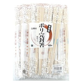 Yanagi Products Commercial Poly-Sealed Chopsticks, Includes Toothpicks, 100 Pairs, Size: 0.1 x 0.6 x 7.9 inches (0.3 x 1.5 x 20 cm)