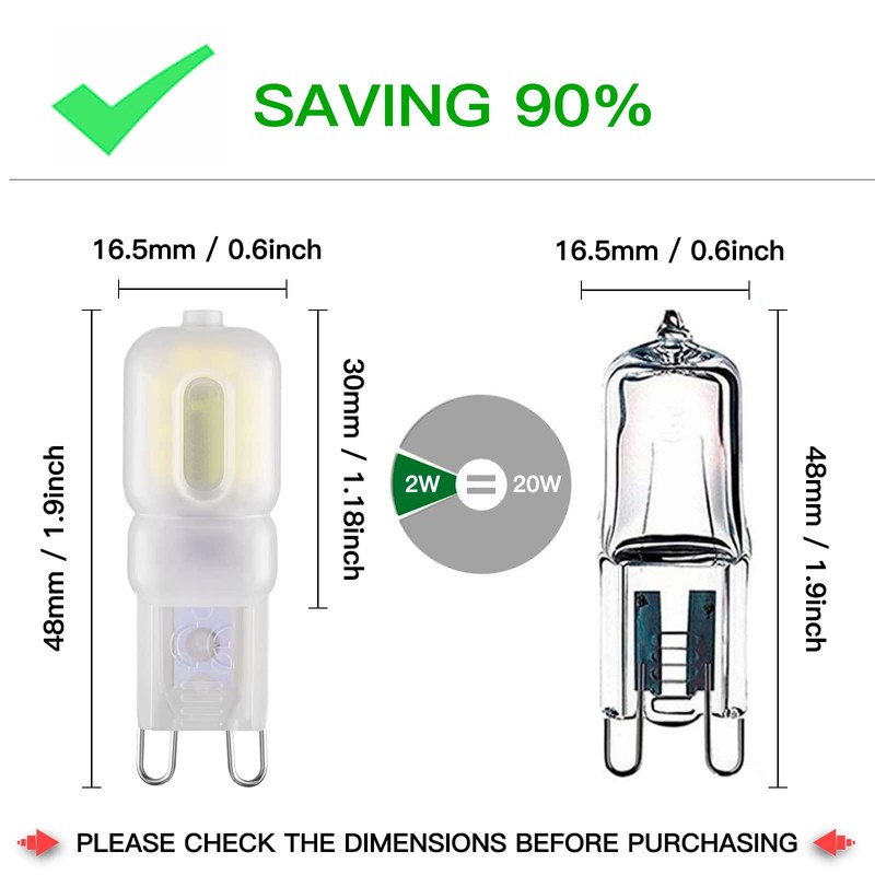Sriomny G9 LED Bulb 10 Pack , 2W 20W Halogen