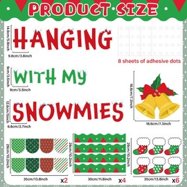 gisgfim Christmas Bulletin Board Decorations Set Xmas Stocking Name Tags Paper Cutouts Red and Green Christmas Classroom Bulletin Board Decor for Winter Holiday School Home Chalkboard Wall