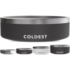 Coldest Dog Bowl - Anti Rust Metal, Non Slip, 3 Layers Insulated Stainless Steel Dog Bowls - Spill Proof & Heavy Duty - Water Bowl for Dogs, Cats & Pets, Dish Washer Safe (42 oz, Stealth Black)