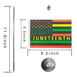 WXTWK 2 Pack Juneteenth Desk Flag Small Mini June 19th 1865 Black History Month Office Table Flags with Stand Base Decorations