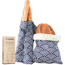 2 XL Beeswax Bread Bags for Homemade Bread, Sourdough – Reusable, Plastic-Free, Keeps Fresh, Washable, Compostable, Gift for Mother's Day