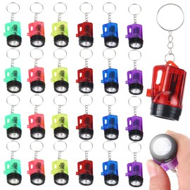 JSMTKJ 24 Pieces Key Ring Torch Mini Lamp 4 cm Small LED Mini Torch Children's Hand Lamp Colourful Children's Torch Toy for Children Party Bags Camping Hiking