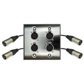 DIYTECH Premium XLR Wall Plate, Solderless, No Solder, Audio Wall Plate, for Pro Audio Installation (Female to Male 4-Port)
