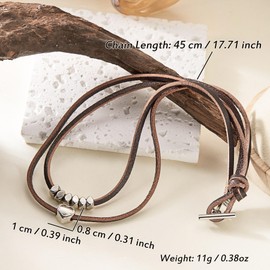 RINHOO FRIENDSHIP Boho Choker Necklace for Women Black Leather Necklace Multi Ring Flower Heart Pendant Choker Necklace for Women Boho Jewelry Gift (double layered heart)