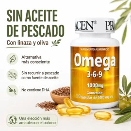 Suplemento De Omega 3-6-9 Pronacen Frasco 50 Cápsulas Sin Sabor Vegano                                                                                