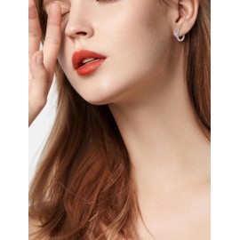 JIWOY Hoop Earrings 925 Sterling Silver Twisted Huggie Earring Heart Cubic Zirconia Jewelry for Women