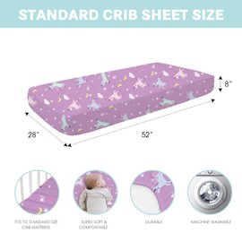 Little Grape Land Baby Crib Sheets Set for Boys & Girls, 4-Pack Soft & Breathable Microfiber, 52"x28" Fitted Sheets for Standard Toddler Crib Mattress, Cute Patterns – Rainbow
