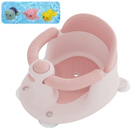 Baby Bath Seat for Babies 6 Months & Up, Bath Seats for Babies Sitting Up, 3 Baby Bath Toys, Open Design Bathtub Seat for Baby, Non-Slip, Compact Toddler Bath Seat.