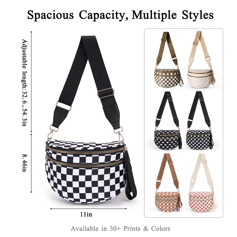 Crossbody Bags for Women, Spacious Nylon Belt Purse Fanny Packs,