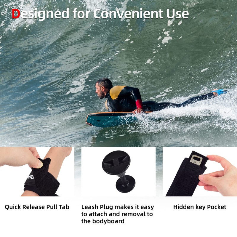 Abahub Premium 4 ft Bodyboard Leash, 5.5mm Thick Coiled Wrist