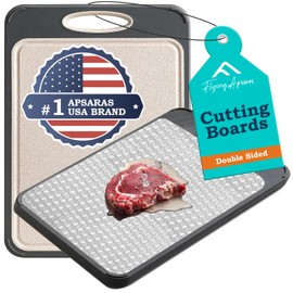 APSARAS USA 3D Cutting Board Double Sided, Stainless Steel Cutting Boards for Kitchen, Food-Grade Stainless Steel Cutting Board,Wheat Straw PP, Scratch Resistant Mesh Design Large Size15.7”×10.7”