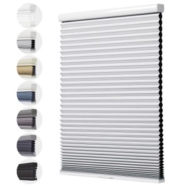 Toanture Custom Cordless Cellular Blinds, Easy to Install Blackout Honeycomb Window Blinds for Shades, Thermal Insulated 1.8" Single Cell Honeycomb Blinds for Bedroom, Office(White,59" W x 60" H)