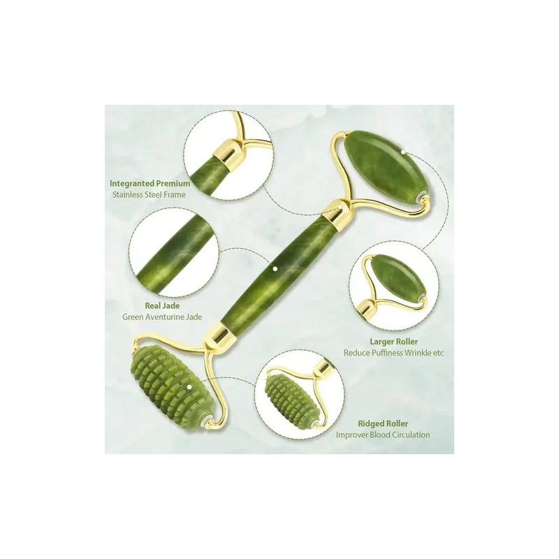 Rodillo De Masaje Facial De Jade Gua Sha Rejuvenece Kit